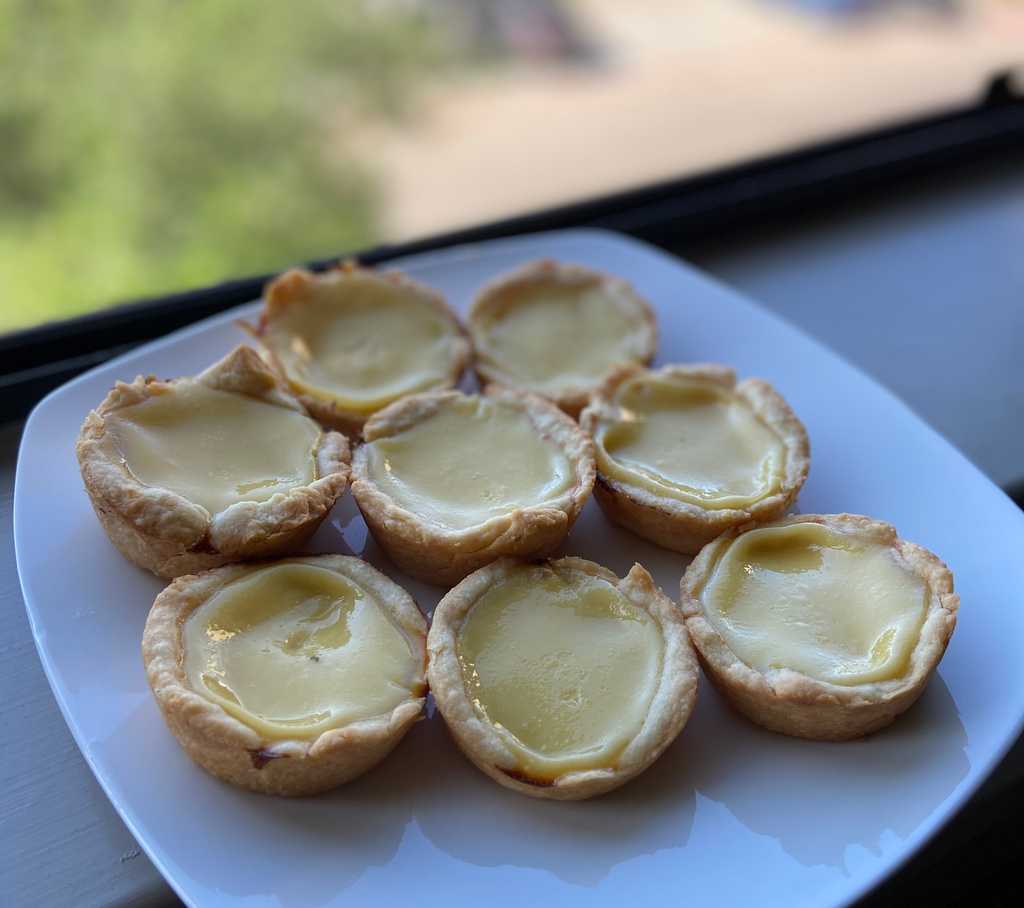 Egg tarts by a window