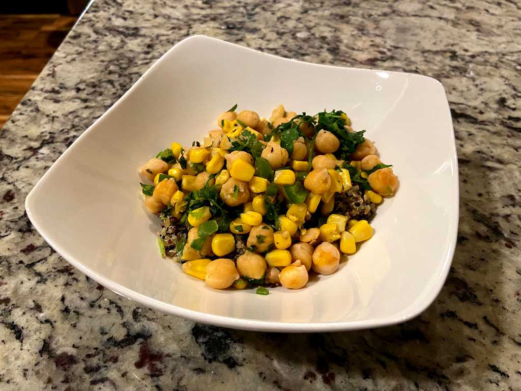 Corn and chickpea bowl